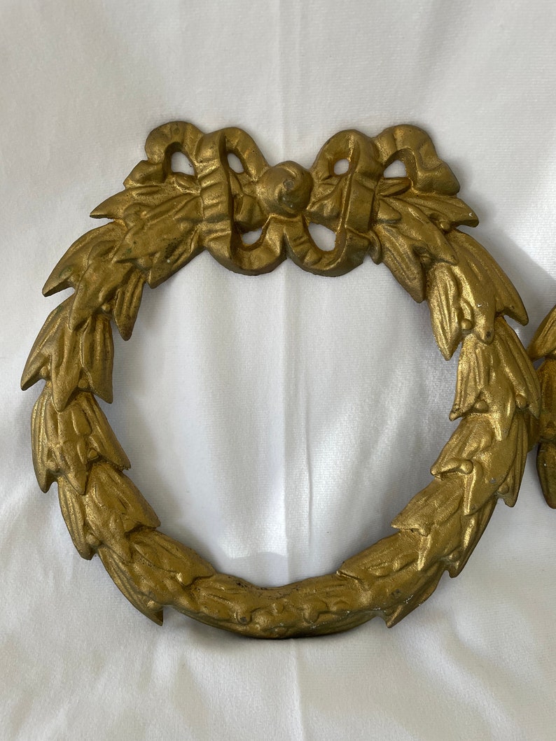 Large 19th Century Gilded Iron Ormolu Architectural Wreaths, pair image 2