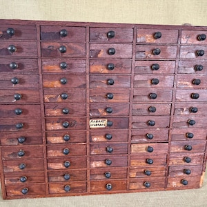 Antique Oak 60 Drawer Watch Parts Chest, Cabinet, Watch makers chest