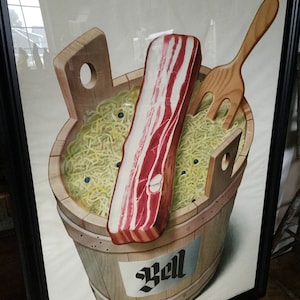 Póster publicitario vintage enorme de la empresa francesa de carnes y embutidos, Niklaus Stoecklin, 1963