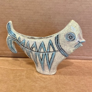 Something Fishy. vintage Mid Century Studio Art Pottery Fish Vase
