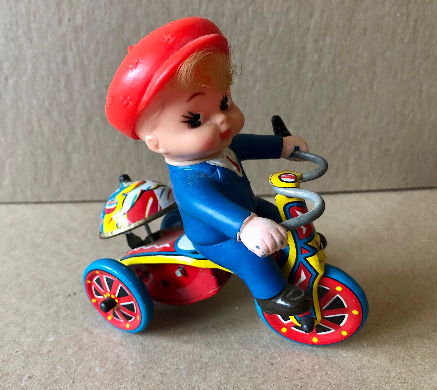 Vintage Working Wind up Boy on Trike Toy - Etsy