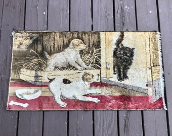 Vintage Dogs and Cat Tapestry
