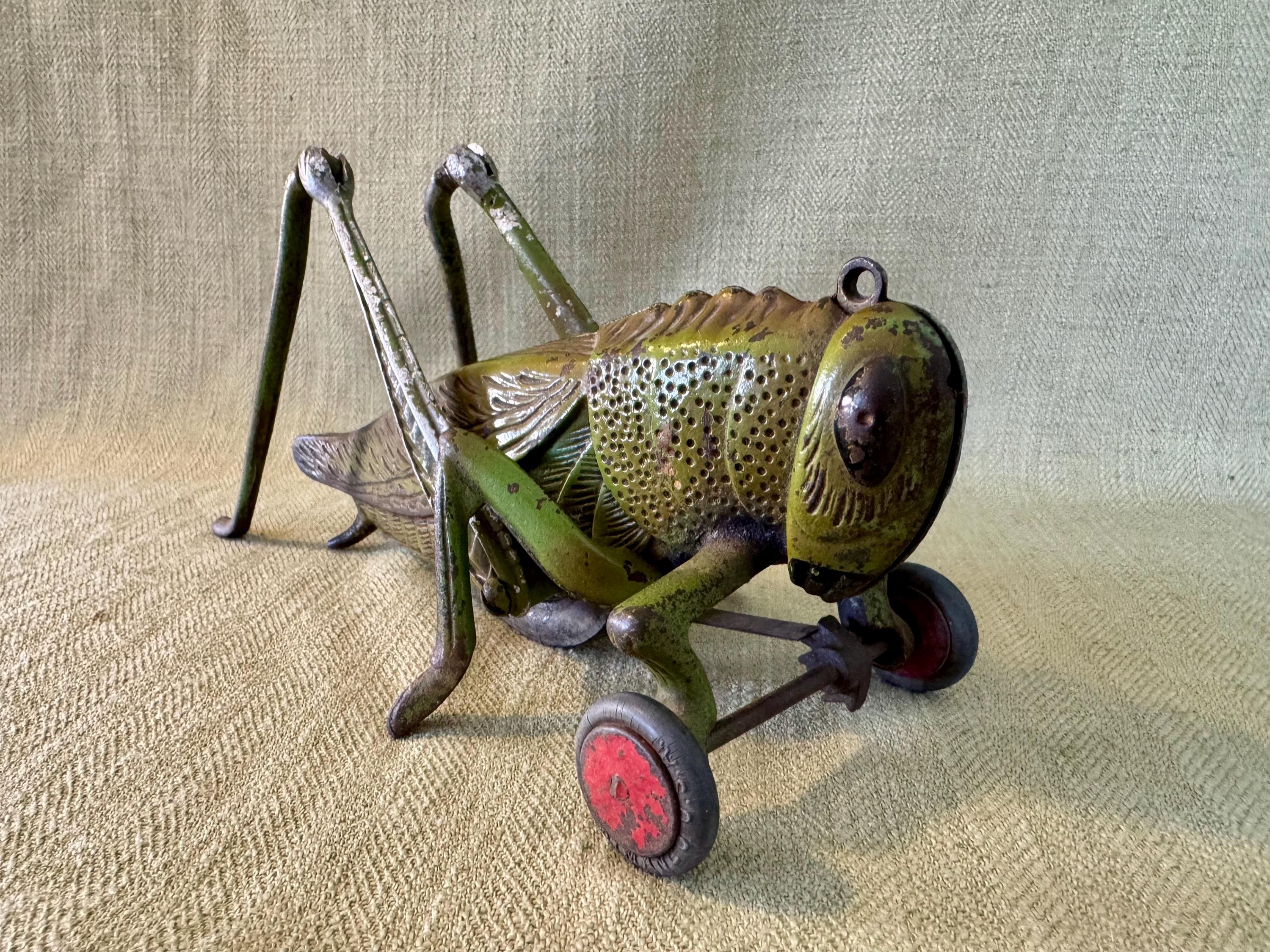 Original 1930's Hubley Castiron Grasshopper Pull Toy, Daddy Long