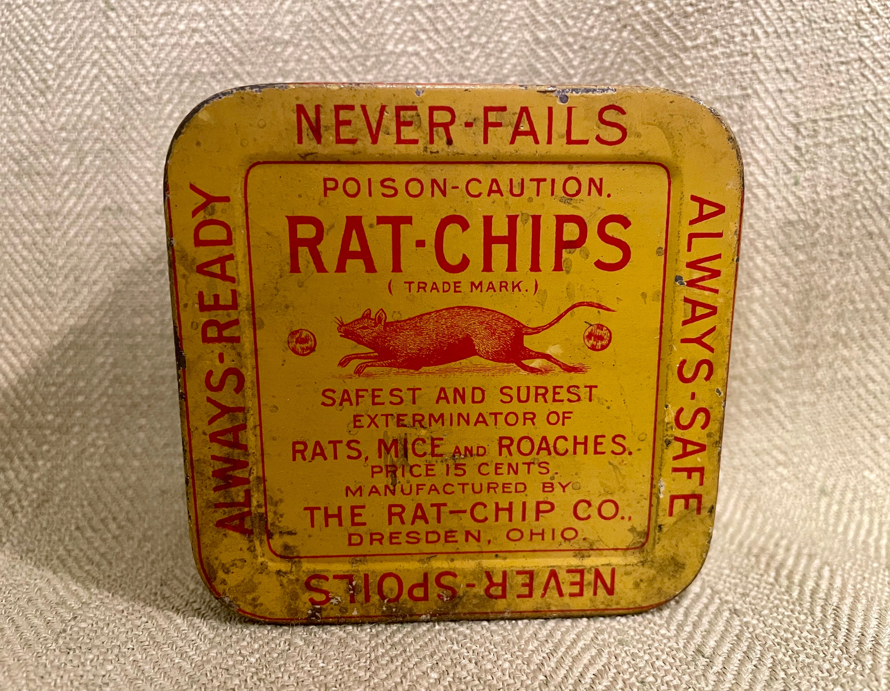 Rat Antique Rat Poison Exterminator Tin With Great Graphics
