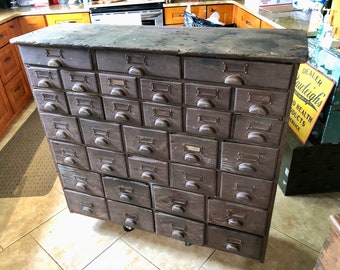 Antique 1900-1920 33 Drawer Hardware Cabinet