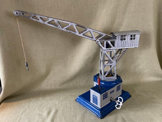 Wind up 1950s Crane Toy Made in West Germany, Construction Crane