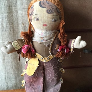 Ginger Cowgirl!!!! Rare 1930-40's Gund Cowgirl Doll With Leather Chaps