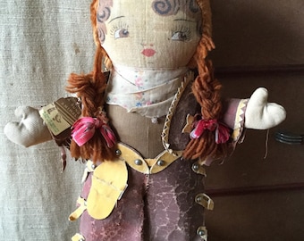 Ginger Cowgirl!!!! Rare 1930-40's Gund Cowgirl Doll with Leather Chaps