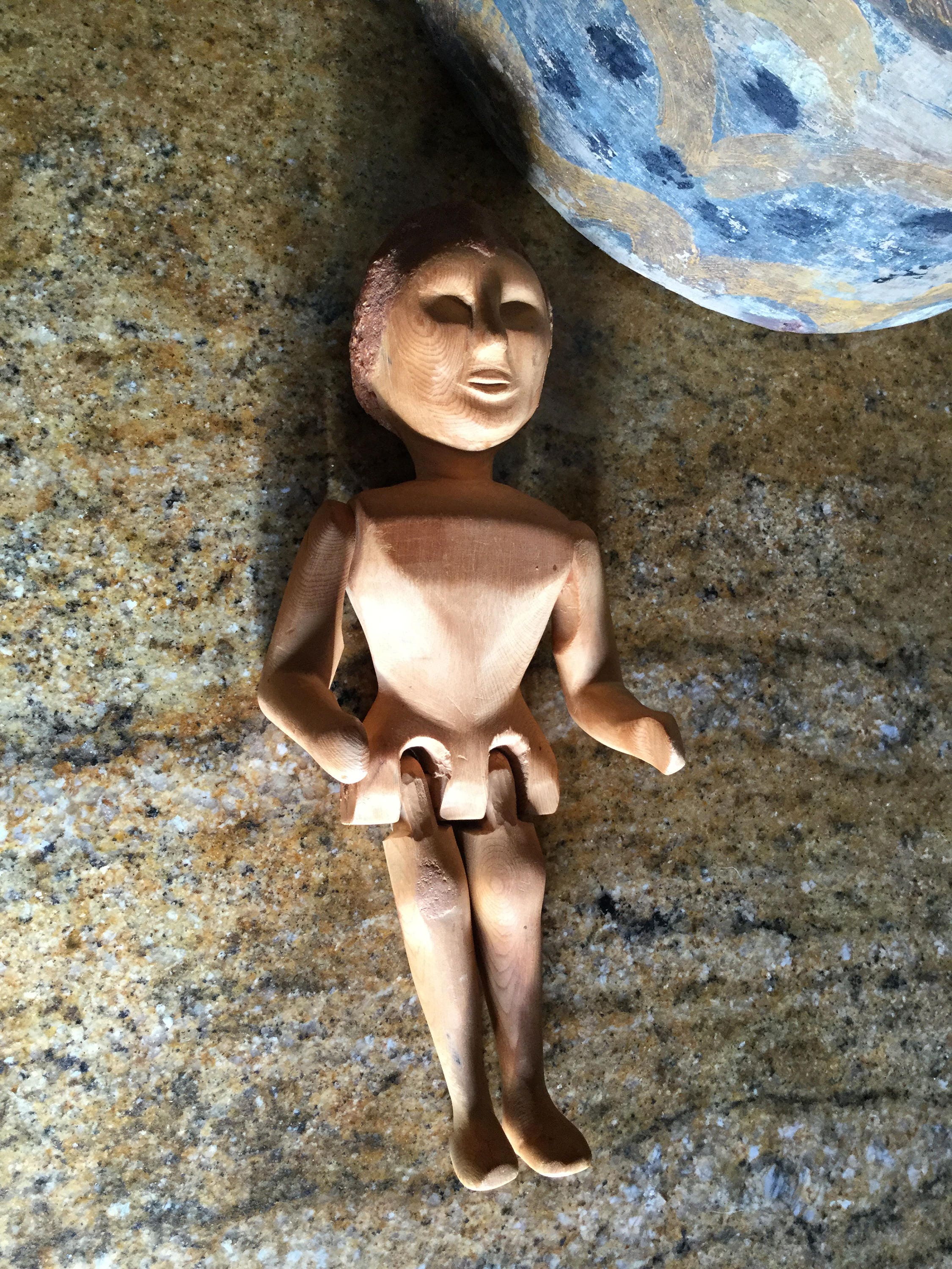 Antique Folk Art Hand Carved Wood Doll, Jointed - Etsy