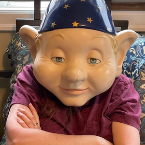 Vintage Fiberglass Store Display Elf Wizard Head