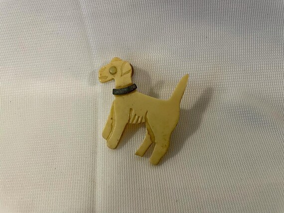 Zombie Dog. 1920’s French Celluloid Dog Brooch - image 3