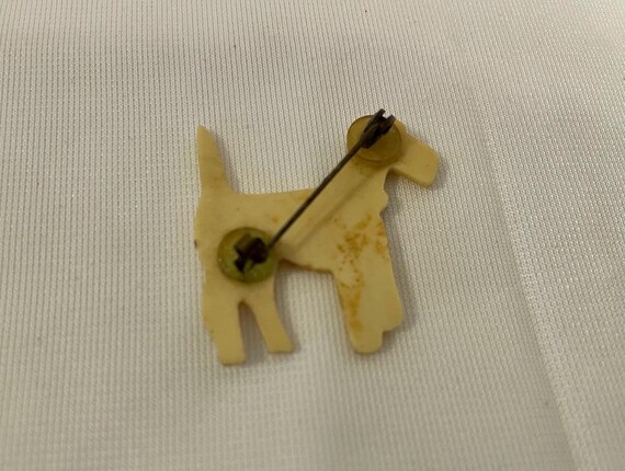 Zombie Dog. 1920’s French Celluloid Dog Brooch - image 2