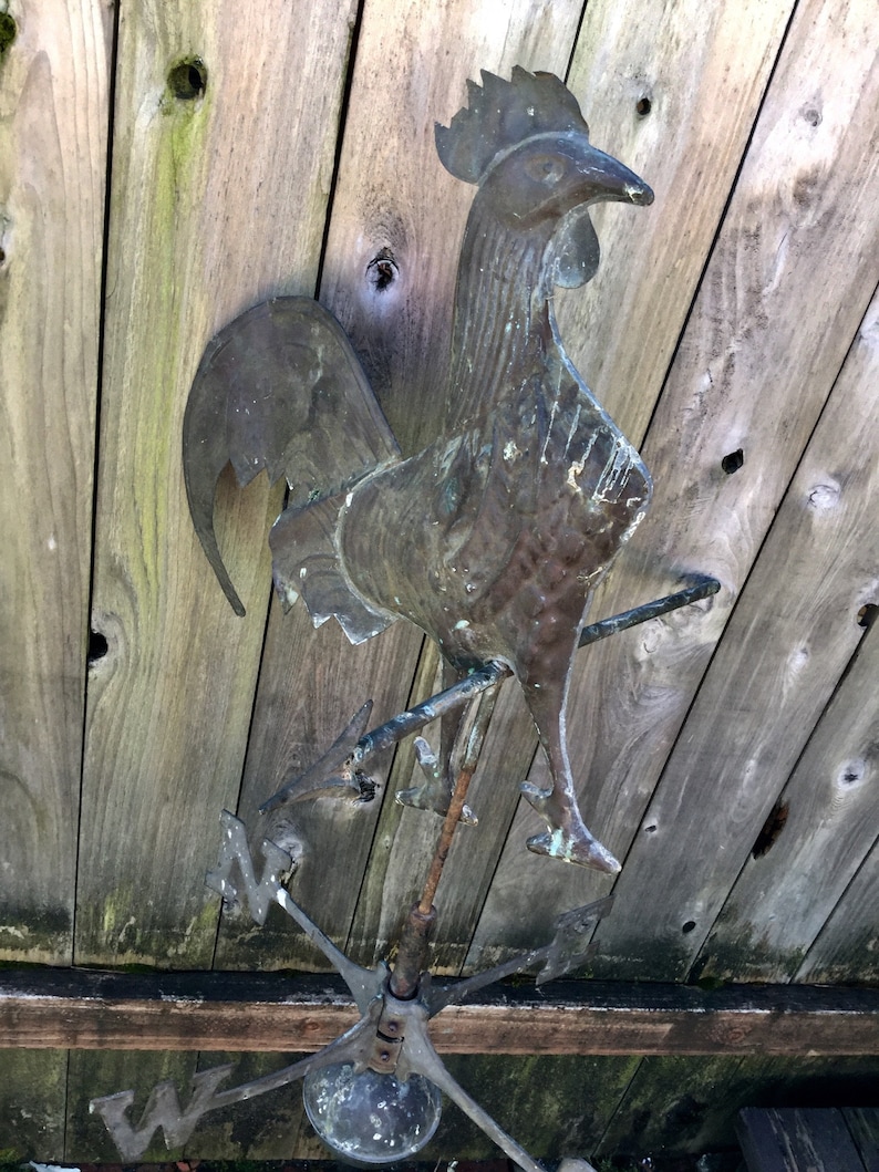 Barn Salvaged Antique Copper Rooster Weathervane Etsy