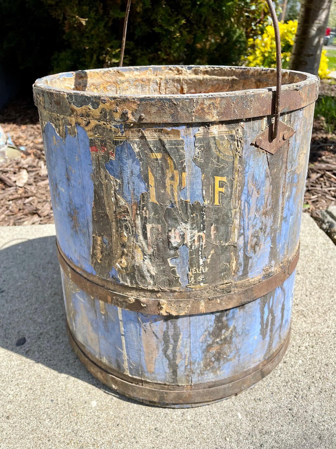 The Blue Bucket. Antique Paint Bucket With Original Label. Etsy