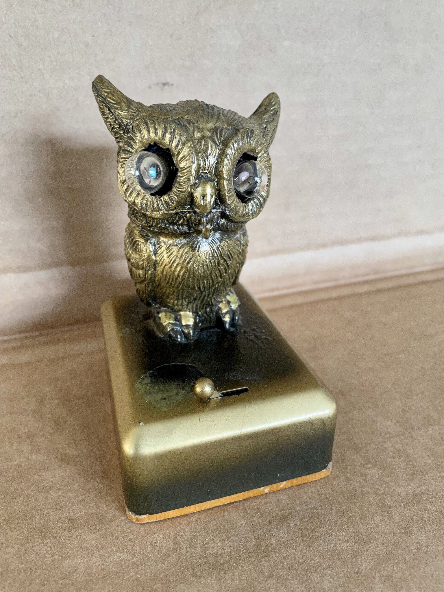 Antique German Googly Eye Owl Lighted Pocket watch Stand