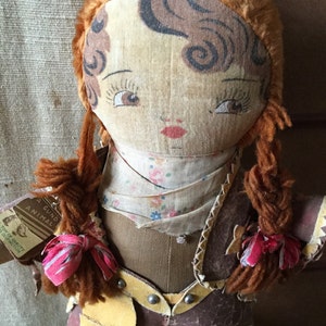Ginger Cowgirl!!!! Rare 1930-40's Gund Cowgirl Doll With Leather Chaps