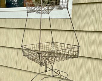 Antique Kentucky Miner’s Storage Basket, Hanging Wire