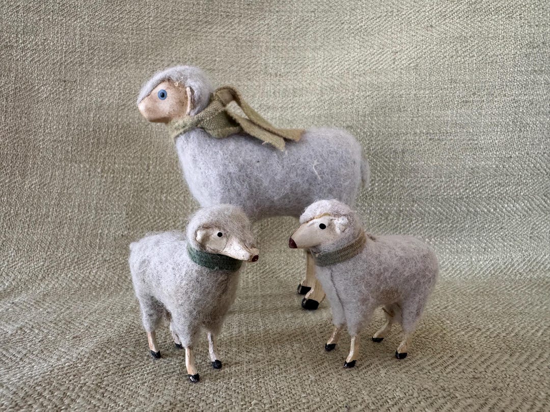* antique ornament ❀ * 古い羊さん オーナメント 3 Antique German Putz Sheep, Lambs - Etsy
