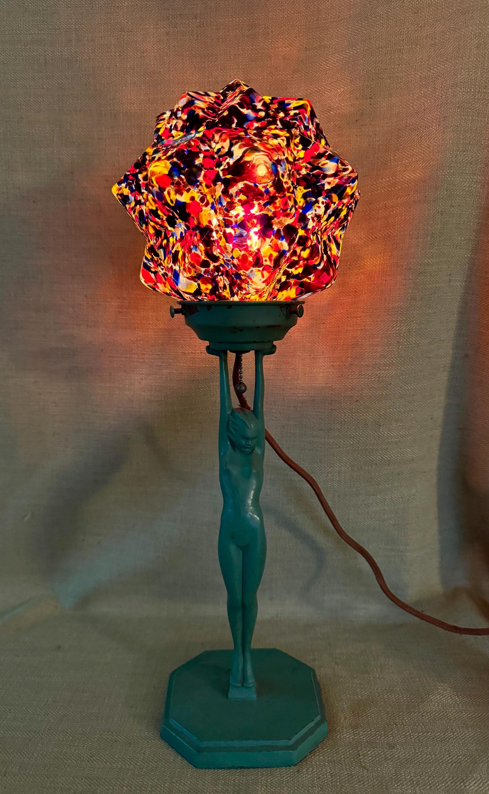 1920's Frankart Art Deco Lamp With End of Day Glass Shade - Etsy