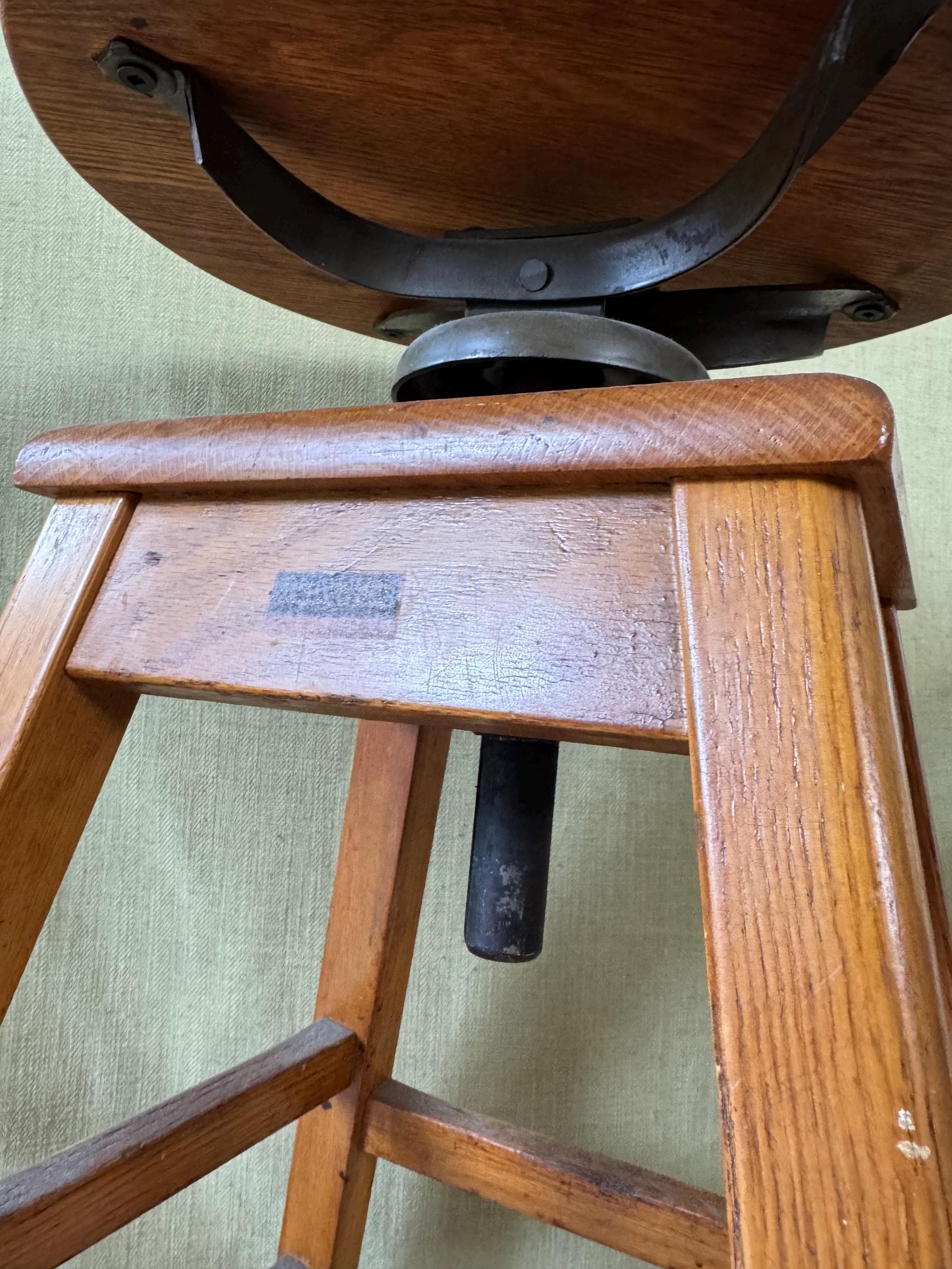 Vintage 1960's Industrial Oak Drafting Stool, Adjustable - Etsy