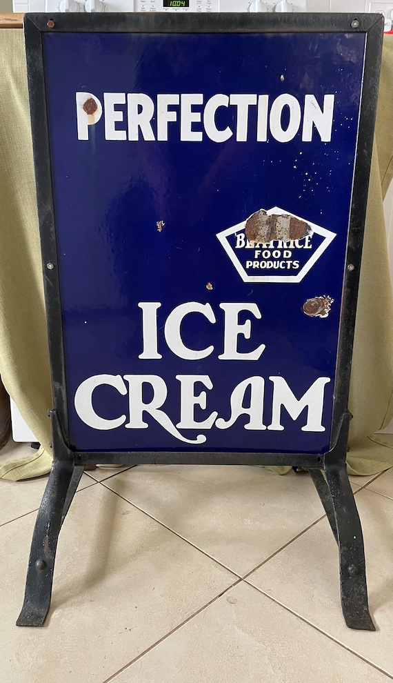 Antique Original 1930's Sidewalk Sign, Perfection Ice Cream