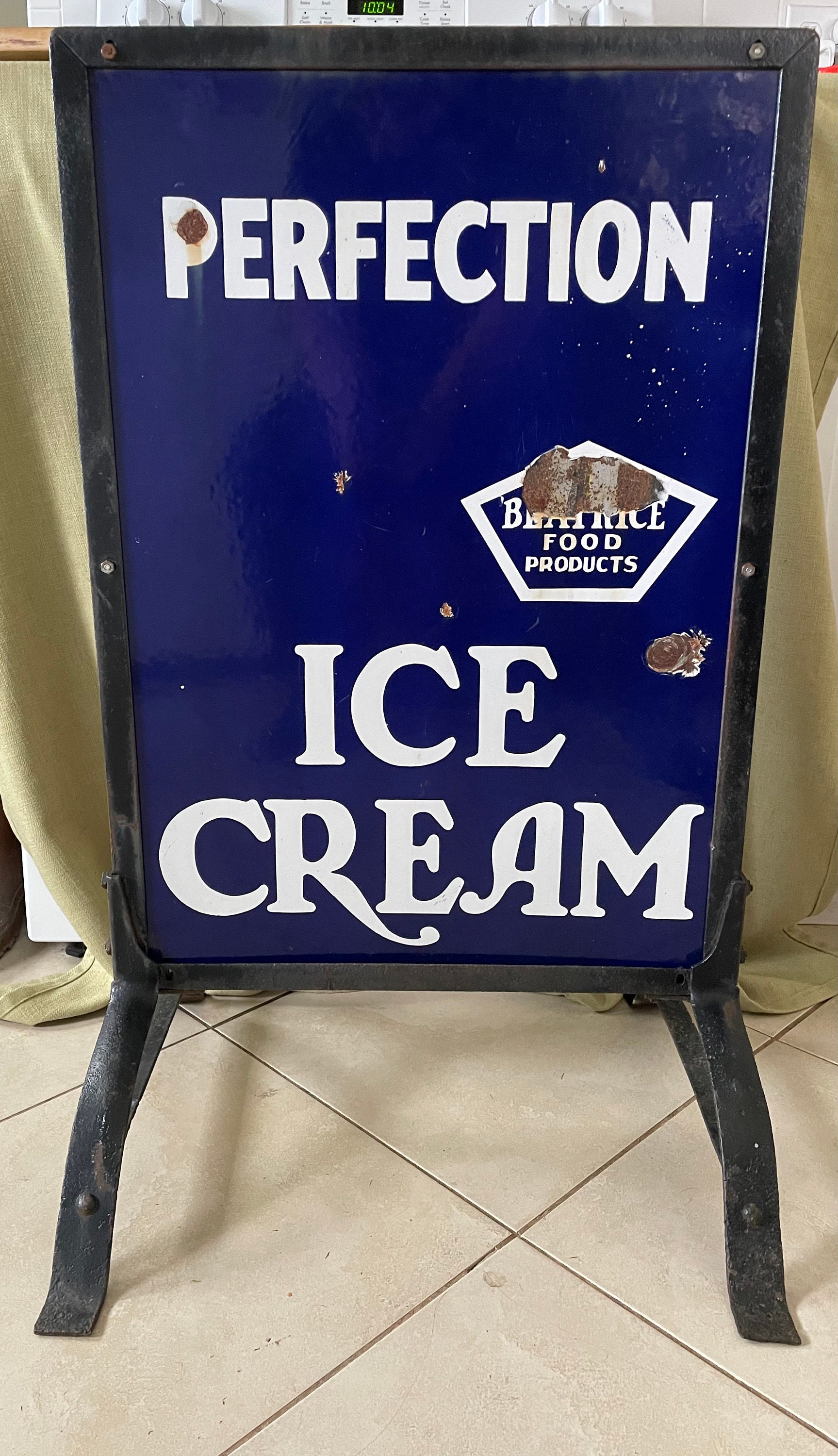 Antique Original 1930's Sidewalk Sign, Perfection Ice Cream