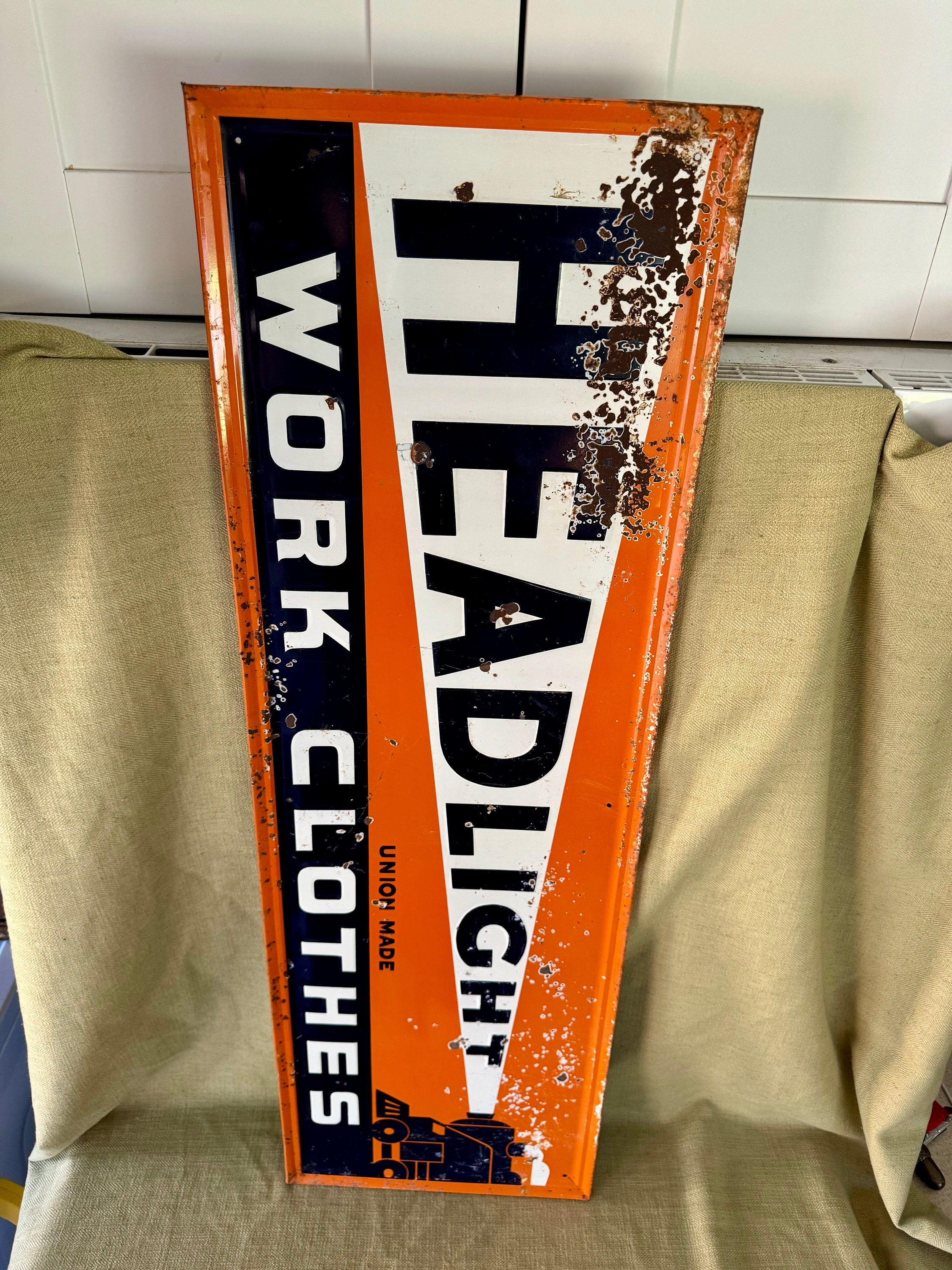 Vintage Headlight Work Clothes Workwear Advertising Sign - Etsy