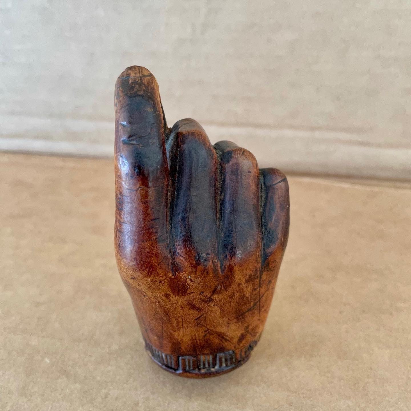 Rare 18th Century Folk Art Pinch of Snuff Wood Snuff Box, Figural