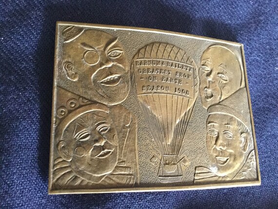 Gorgeous Vintage Bronze Circus Clown Belt Buckle