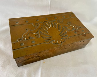 Antique Silver Crest Arts & Crafts Copper Box, cedar lined