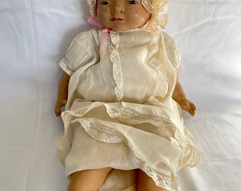 Antique Grace Storey Bye Lo Composition Baby Doll in Christening Outfit