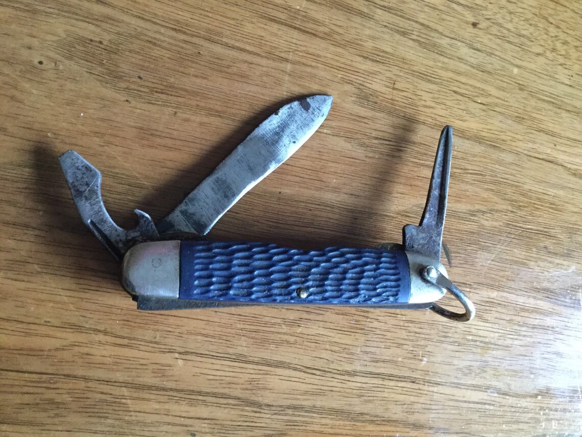 Rare Vintage Camillus Blue Cub Scout Pocket Camp Knife Etsy