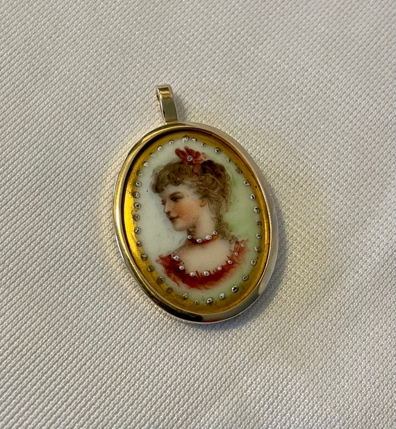 Antique Victorian Miniature Portrait Painting on P