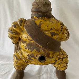 1920-30 Original Michelin Man Large Rolling Compressor Figure, Cast Iron image 5