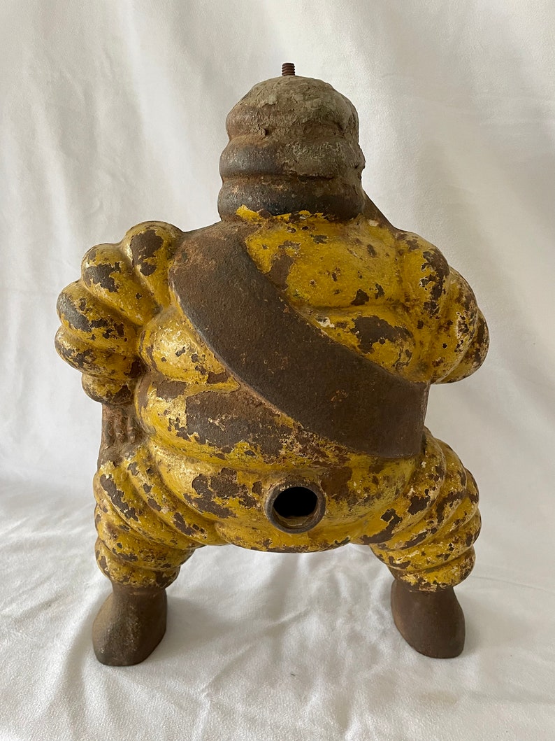 1920-30 Original Michelin Man Large Rolling Compressor Figure, Cast Iron image 5