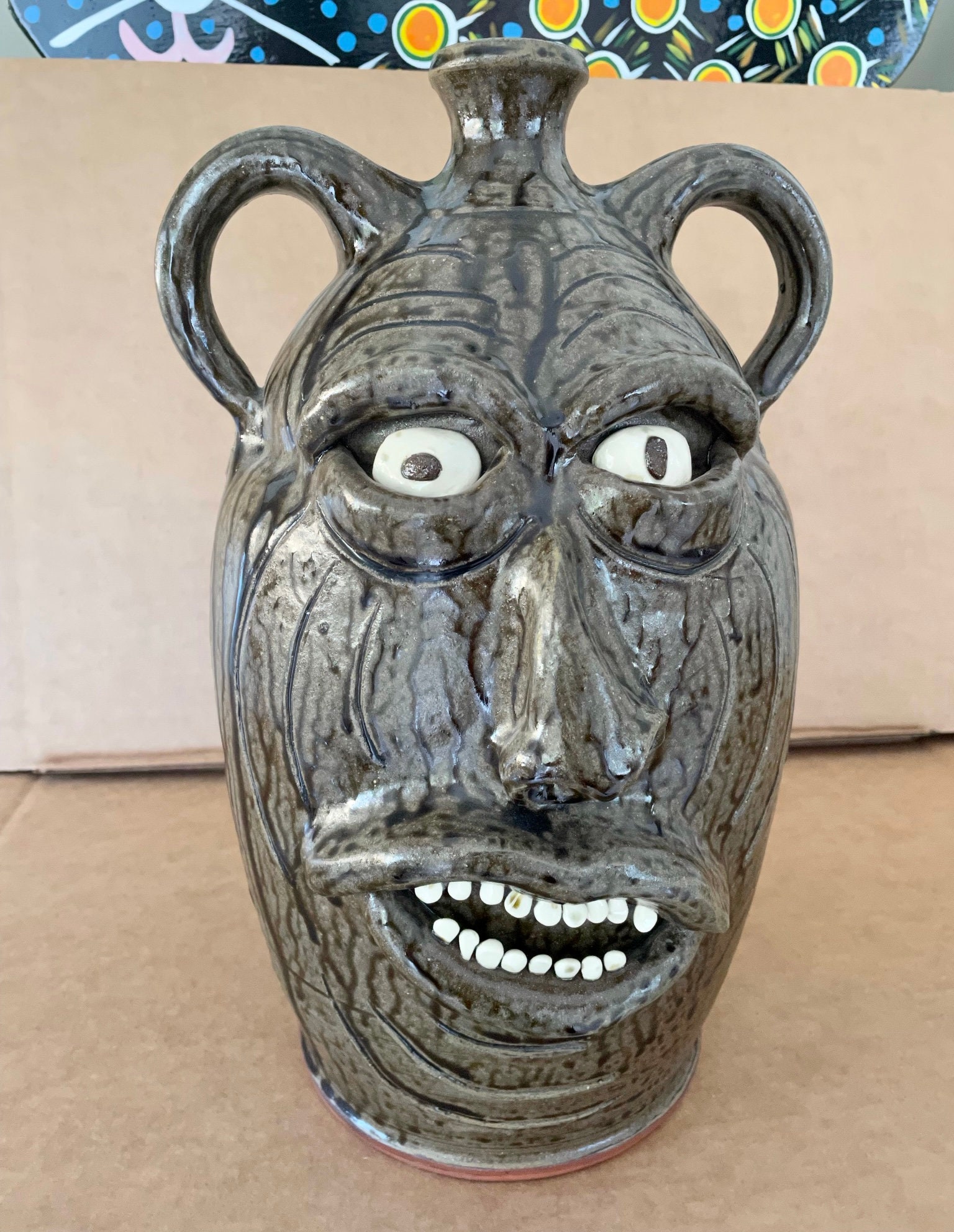 Huge 3 Gallon Southern Folk Art Pottery Face Jug Two Faces by Etsy