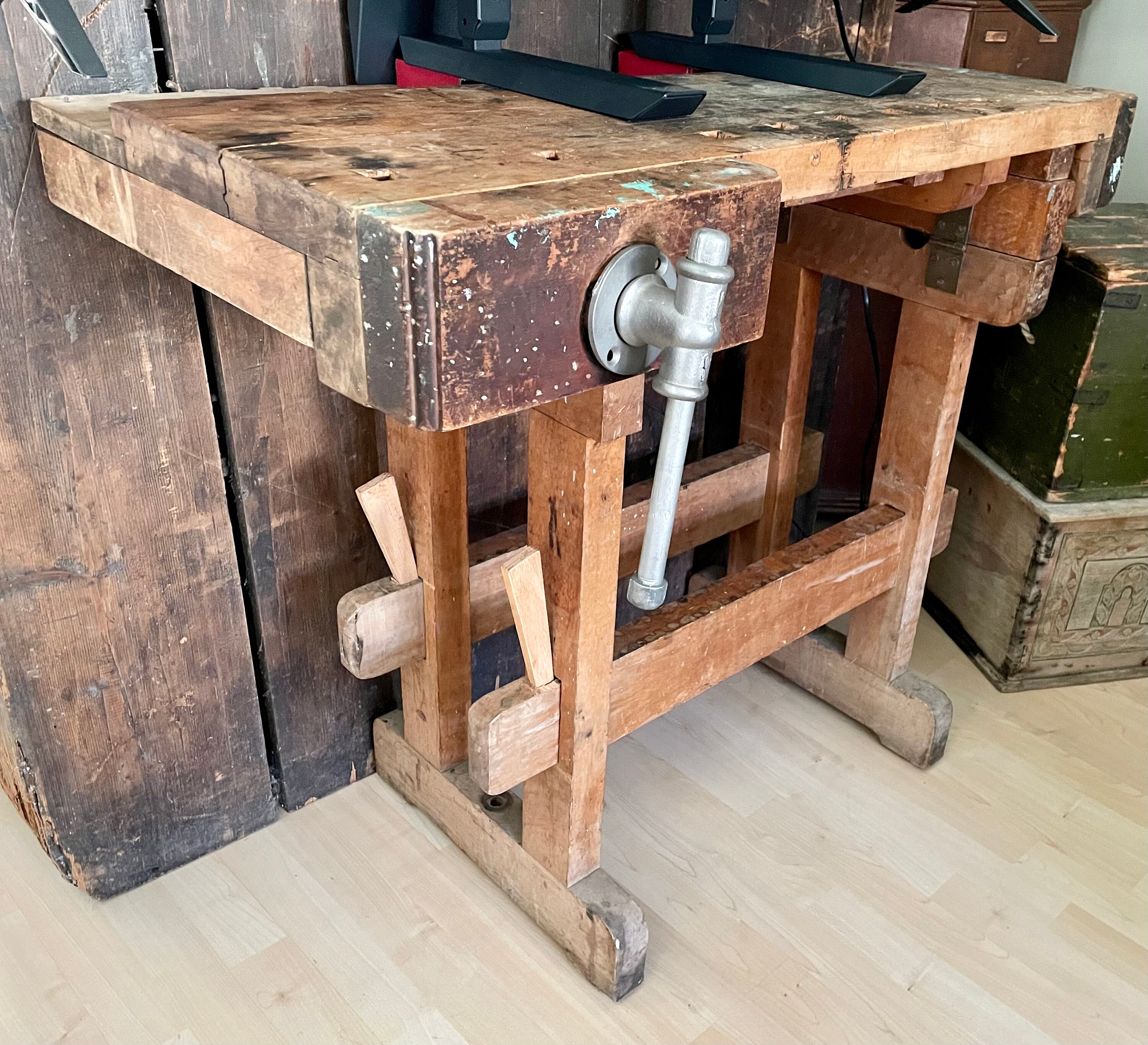 Antique Workbench Smaller Size Two Vices Etsy Canada