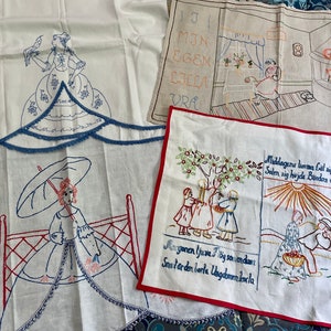 4 Antique a Swedish Embroidery Samplers on Linen