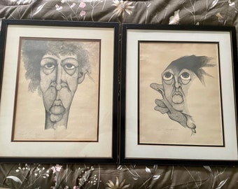 Incredible 1970’s-80’s Pencil Portrait Drawings, Framed, Signed
