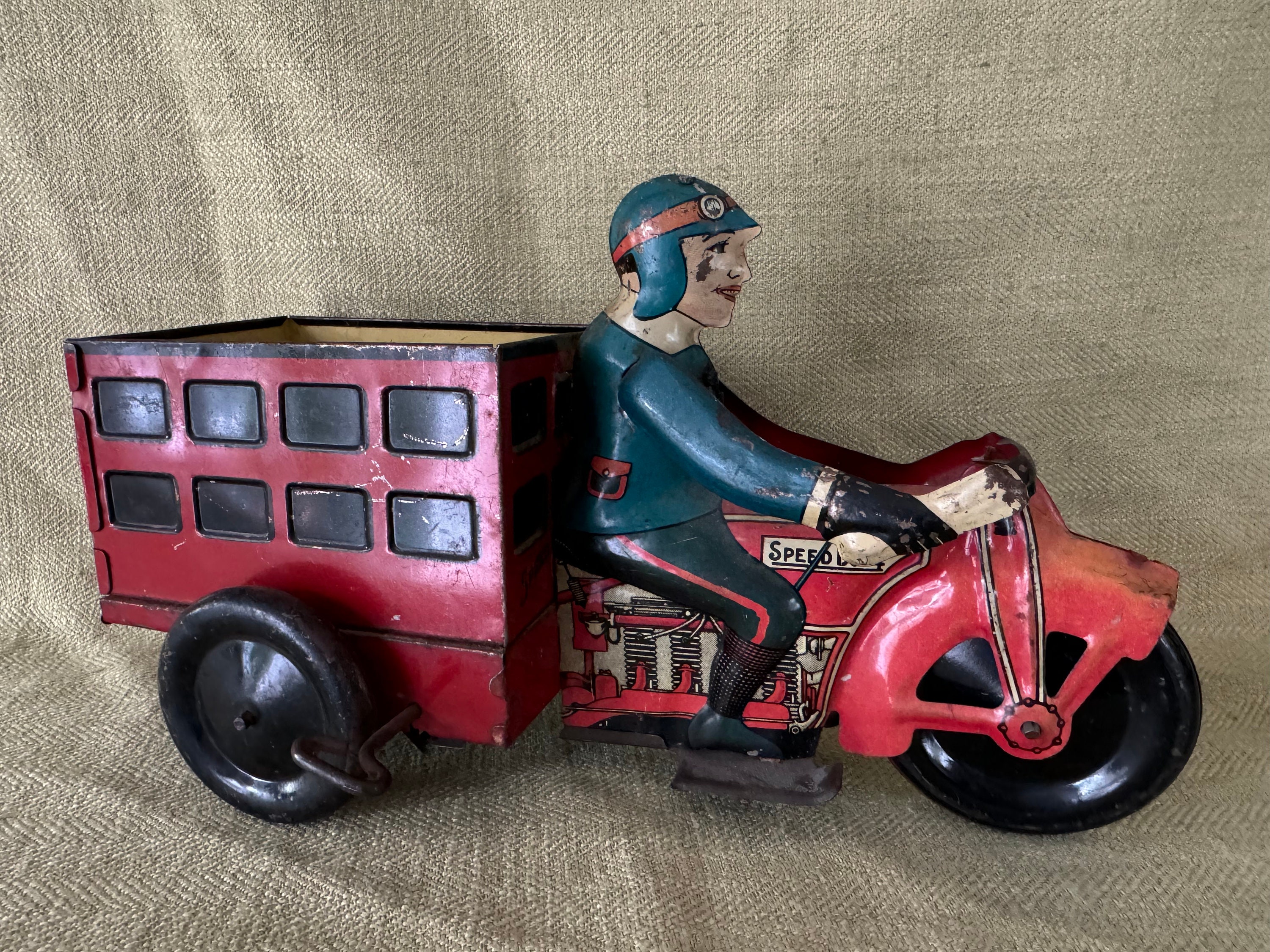 1930's Marx Speed Boy Delivery Motorcycle Wind up Tin Toy - Etsy