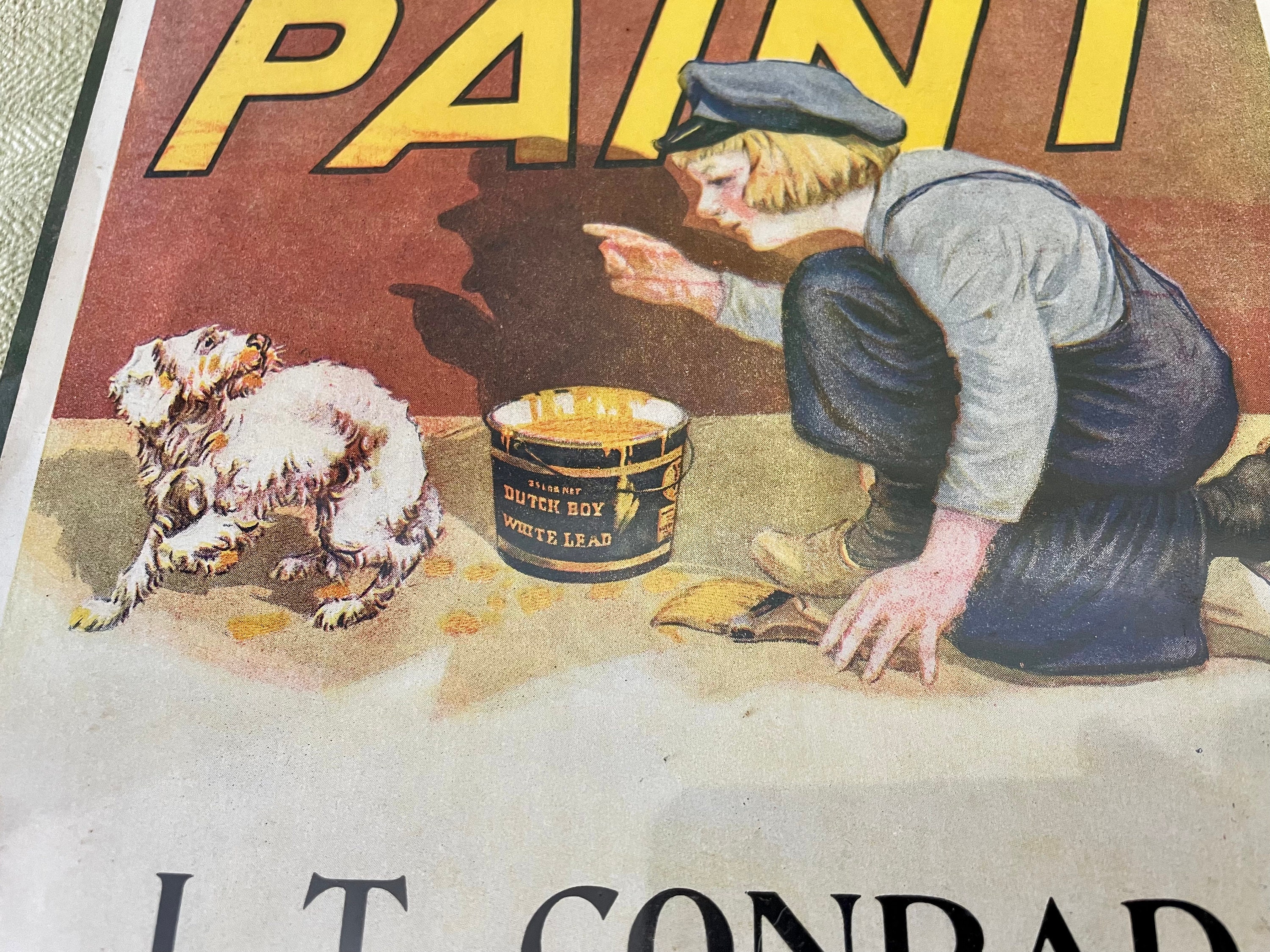 Dutch Boy Paint Wet Paint Sign Dated 1925, Look Out for Dog - Etsy