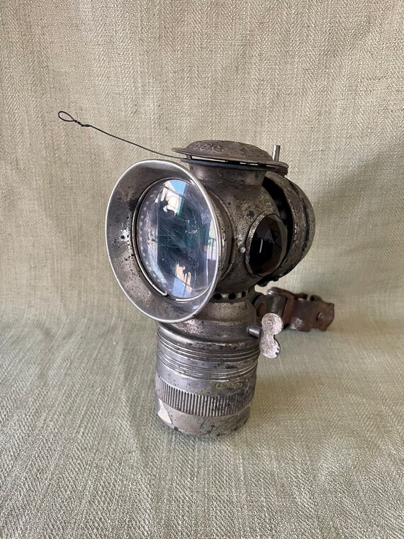Antique 1899-1905 Bicycle Lamp, the Badger, Carbide Lantern With 