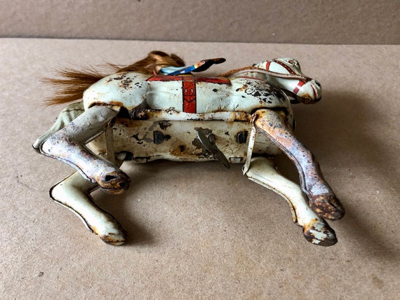 「Rodeo」の出品物です Vintage Rodeo Queen, Haji Japan Tin Wind up Cowgirl Toy, Works, as