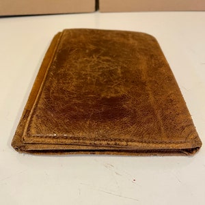 Cartera y portadocumentos de cuero para hombre, estilo siglo XIX, con tres pliegues