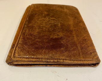 Antique Brown Leather Long Wallet Men’s Signed Early 1900s Estate 