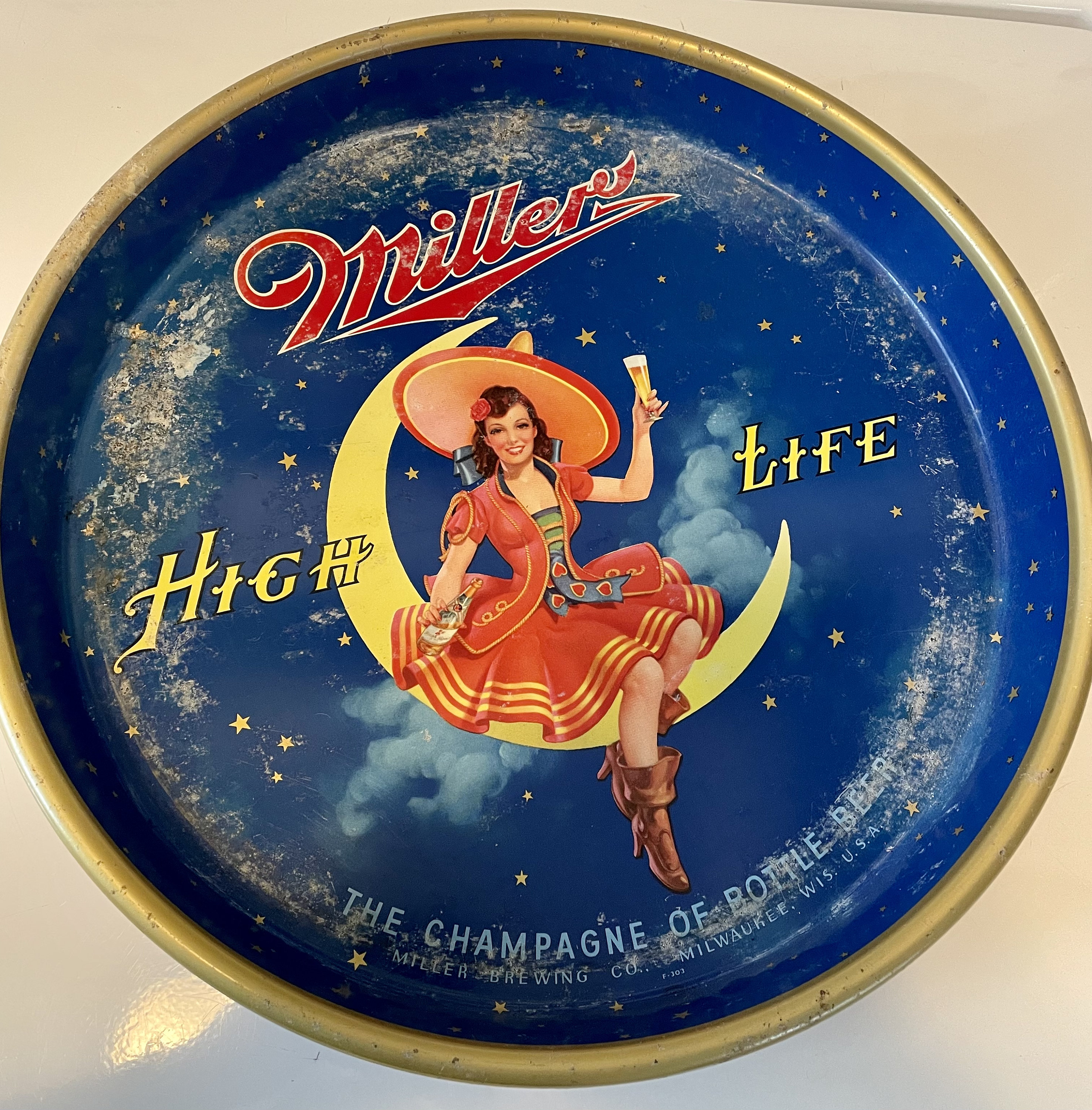 Buy Vintage Miller Béer Witch Sitting on Crescent Moon Beer Tray