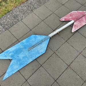 Huge Primitive Architectural Barn Salvage Painted Weathervane Arrow