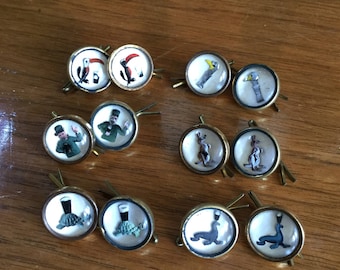 Collection of 12 Antique Guinness Buttons, Brass and Glass, Advertising