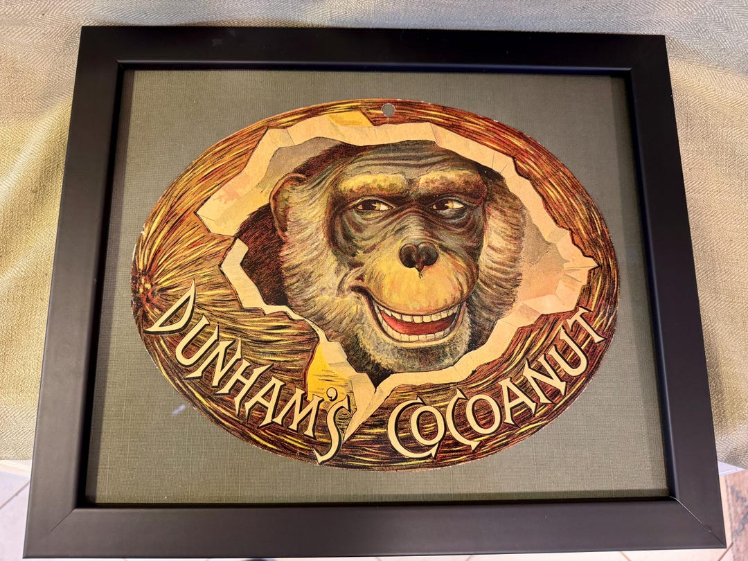 Antique Dunham’s Cocoanut Lithographed Advertising Sign With Monkey - Etsy