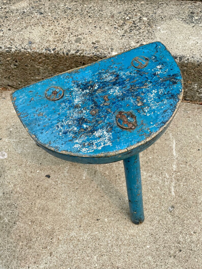 The Blue Stool, 19th Century Danish Blue 3 Leg Farm Stool - Etsy